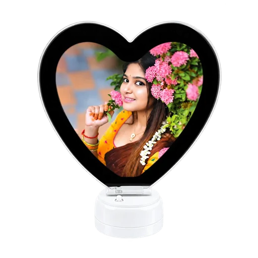 MUSHA Heart Shaped Personalized Magic Mirror Photo Frame LED Light Big | Couple & Wedding Gift Trichy | Devi Gifts