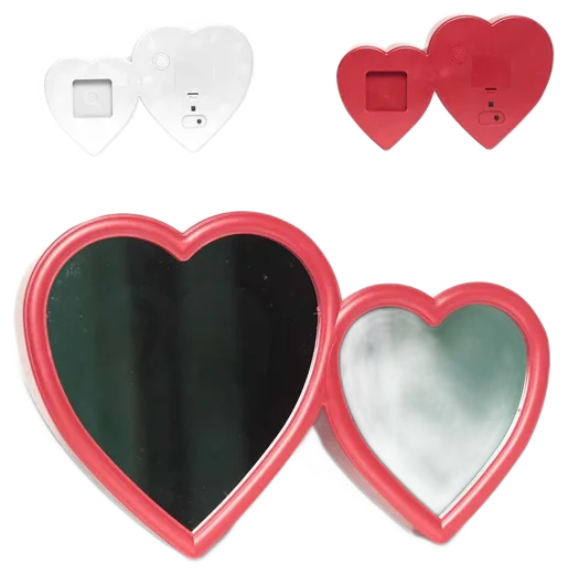 Musha Double Heart Floral Border LED Magic Mirror Photo Frame | Personalized Anniversary & Wedding Gift Trichy