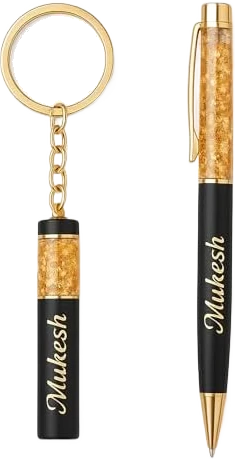 MUSHA Personalized Name Engraved Pen and Keychain Gift Set