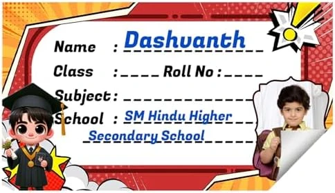 MUSHA Personalized School Name Stickers with Photo - 30 Labels