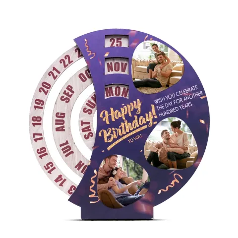 MUSHA Birthday Theme Lifetime Wooden Photo Calendar