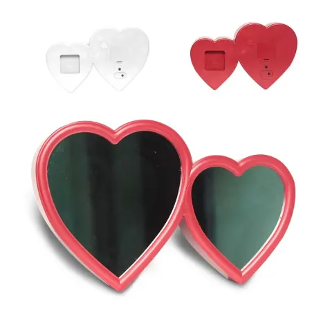 Musha Double Heart Floral Border LED Magic Mirror Photo Fr...