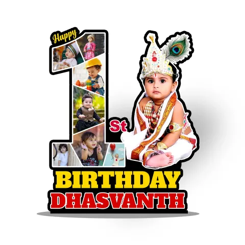 Personalized 1st Birthday Wooden Photo Cutout