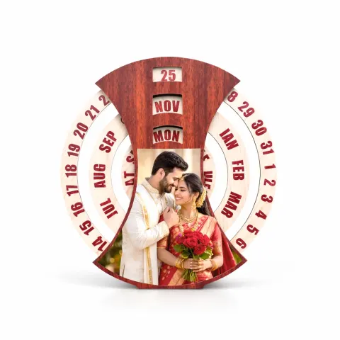 MUSHA Personalized Lifetime Wooden Photo Calendar