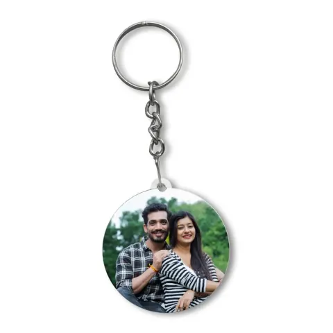 Personalised White Acrylic Photo Keychain