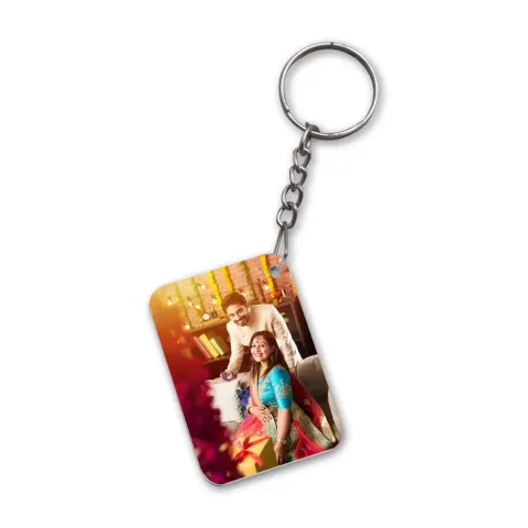 Personalised White Acrylic Photo Keychain