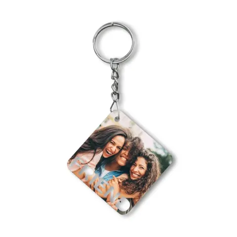 Personalised White Acrylic Photo Keychain