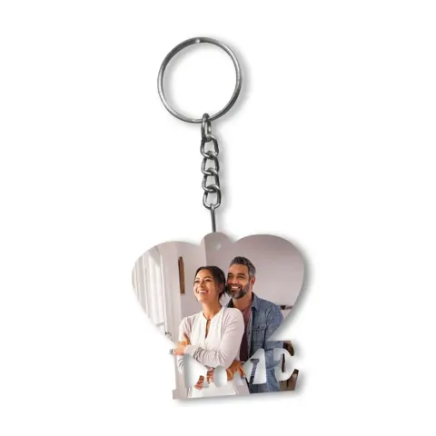 Personalised White Acrylic Photo Keychain