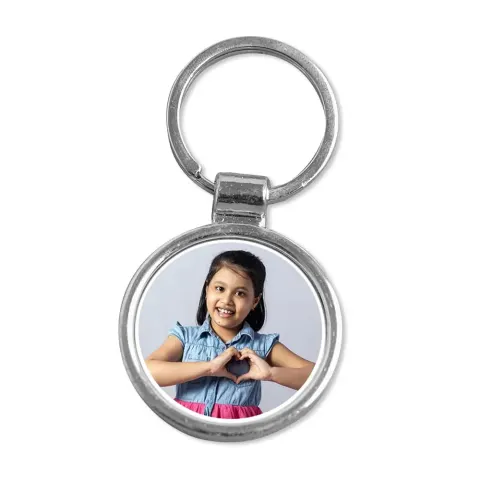 Personalised Silver Double Side Photo Keychain