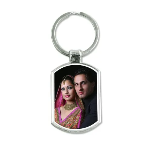 Personalised Silver Double Side Photo Keychain