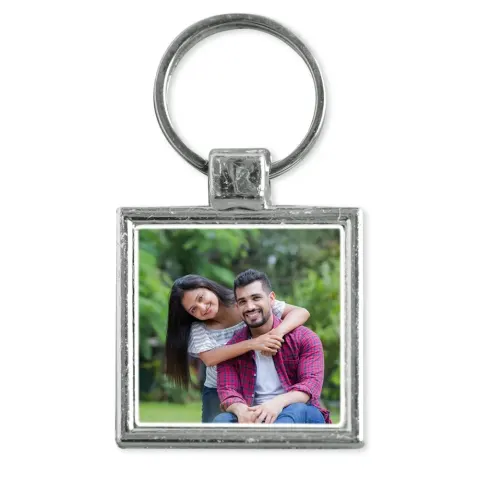 Personalised Silver Double Side Photo Keychain