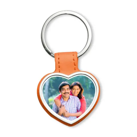 Personalised Leather and Stainless Steel Photo Keychain