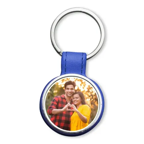 Personalised Leather and Stainless Steel Photo Keychain