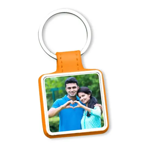 Personalised Leather and Stainless Steel Photo Keychain