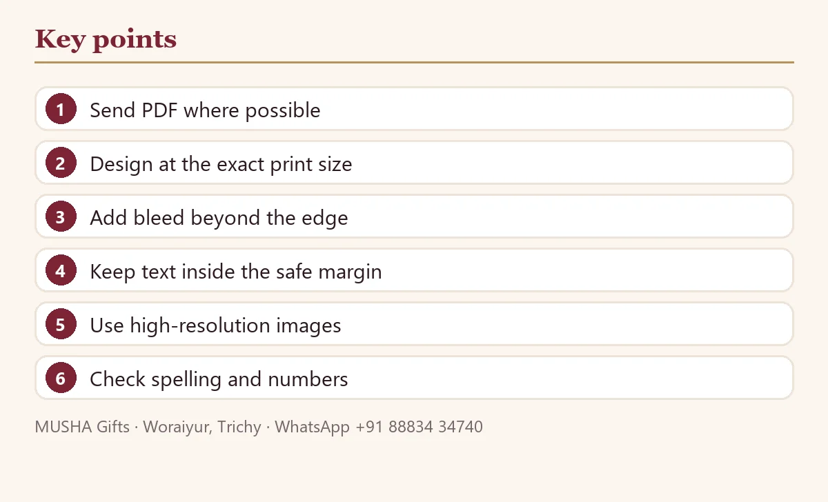 Print-Ready File Guide: PDF, PNG, Bleed, Resolution and Fonts: key points